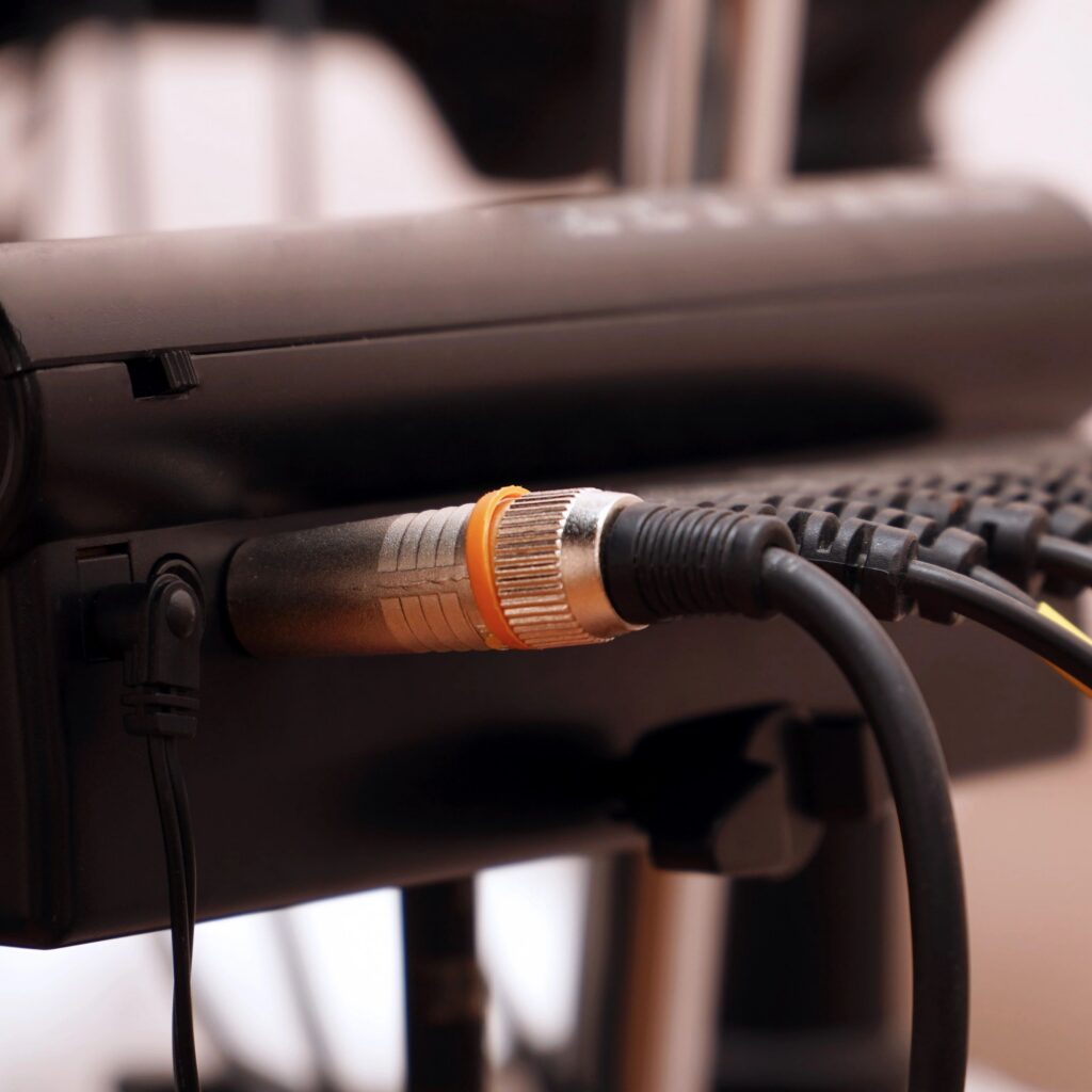Audio cables and connectors in studio equipment